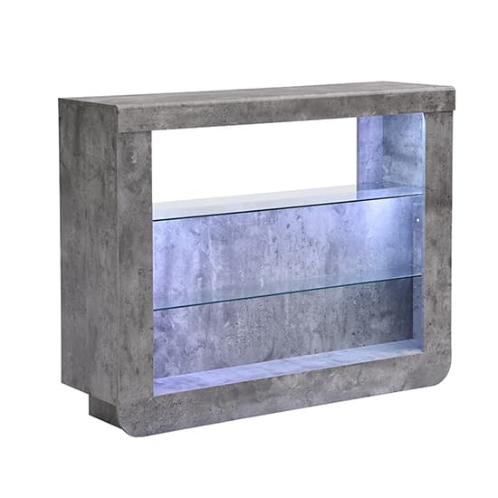 Fernier Wooden Bar Table Unit In Concrete Effect With LED Lights