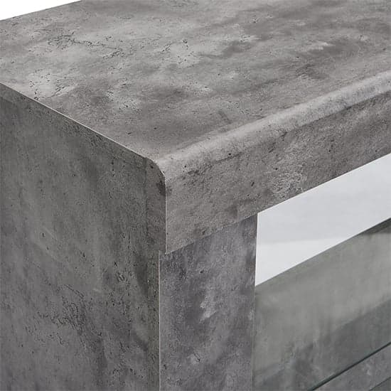 Fernier Wooden Bar Table Unit In Concrete Effect With LED Lights