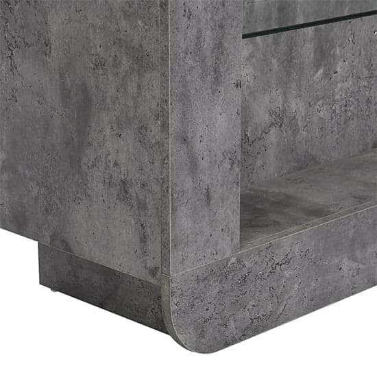 Fernier Wooden Bar Table Unit In Concrete Effect With LED Lights
