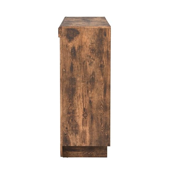 Fernier Wooden Bar Table Unit In Rustic Oak With LED Lights