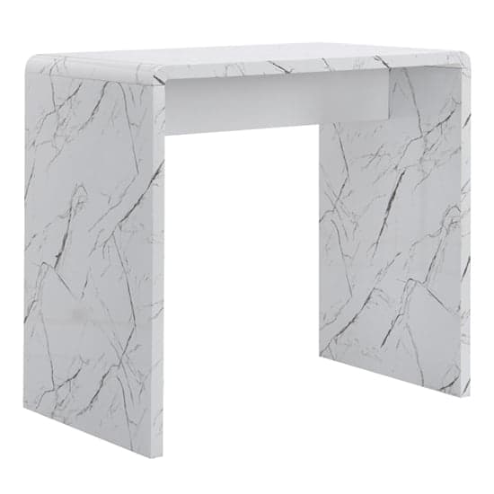 Glassboro High Gloss Bar Table Rectangular In Vida Marble Effect