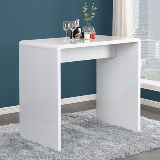 Glassboro High Gloss Bar Table Rectangular In White