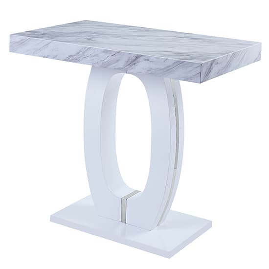 Halifax High Gloss Bar Table In Magnesia Marble Effect