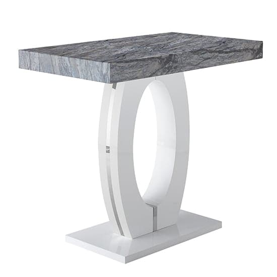 Halifax High Gloss Bar Table In White And Melange Marble Effect