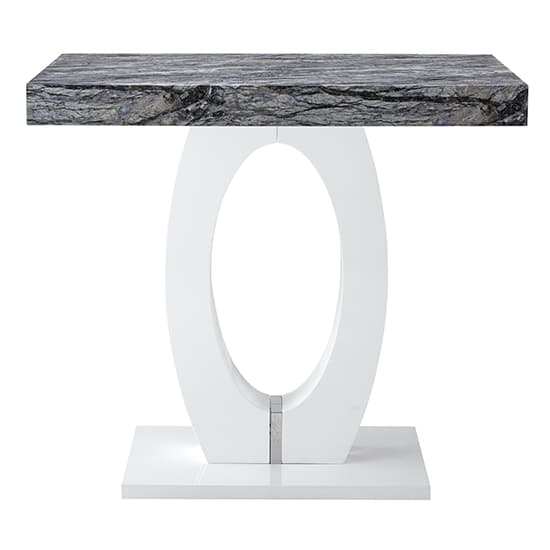 Halifax High Gloss Bar Table In White And Melange Marble Effect