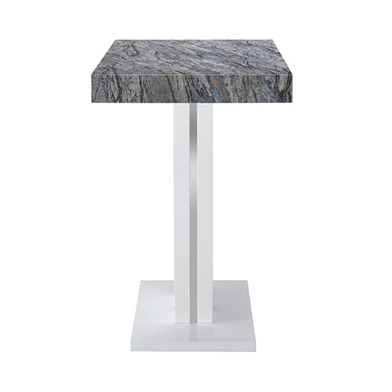Halifax High Gloss Bar Table In White And Melange Marble Effect