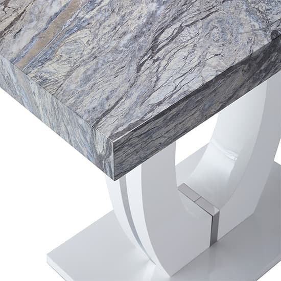 Halifax High Gloss Bar Table In White And Melange Marble Effect