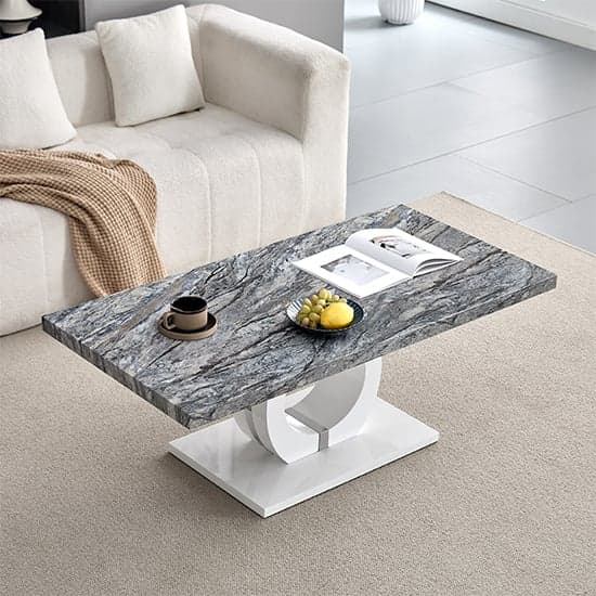 Halifax High Gloss Coffee Table In Melange Marble Effect