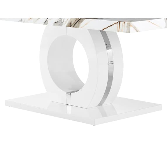 Halifax High Gloss Coffee Table In White And Milo Marble Effect
