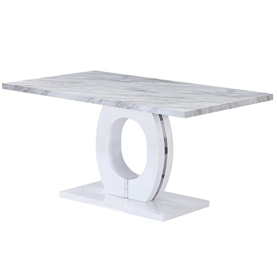 Halifax High Gloss Dining Table In Magnesia Marble Effect