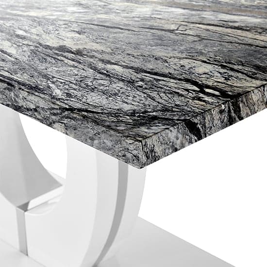 Halifax High Gloss Dining Table In Melange Marble Effect