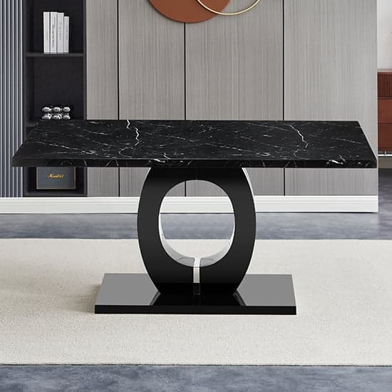 Halifax High Gloss Dining Table In Milano Marble Effect