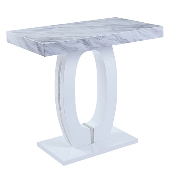 Halifax Magnesia Marble Effect Bar Table 4 Canyon White Stools