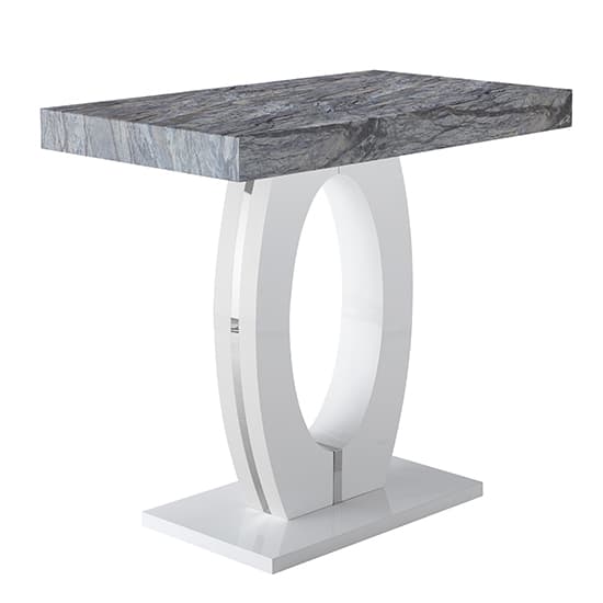 Halifax Melange High Gloss Bar Table With 4 Rifle Grey Stools