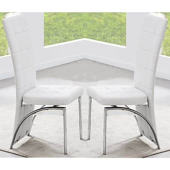 Halifax Milo Marble Effect Dining Table 6 Riverton White Chairs