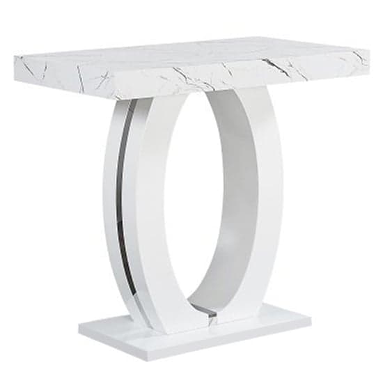 Halifax Vida Marble Effect Bar Table With 4 Rifle Black Stools