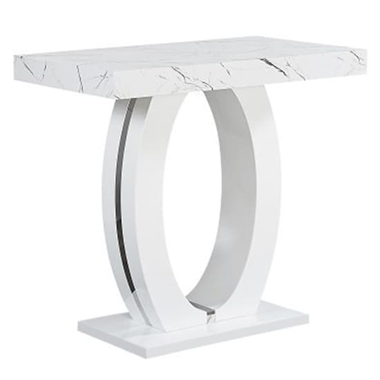 Halifax Vida Marble Effect Bar Table With 4 Rifle White Stools
