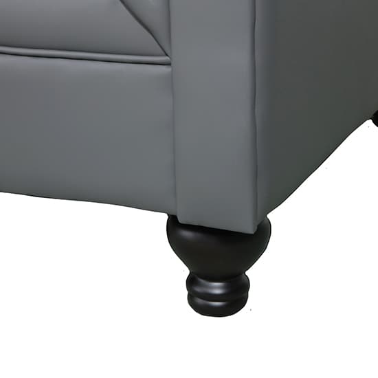 Hampton Chesterfield Faux Leather 1 Seater Sofa In Dark Grey