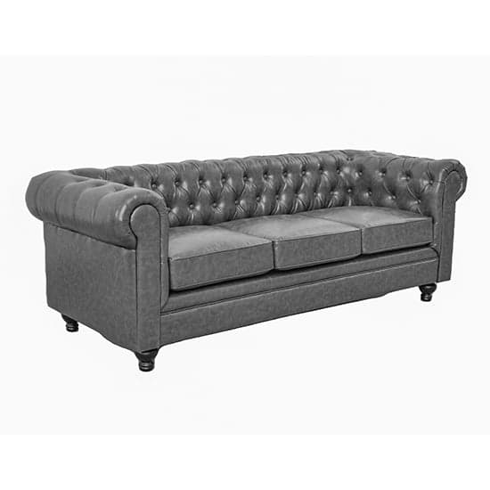 Hampton Faux Leather 3 + 2 Seater Sofa Set In Vintage Grey
