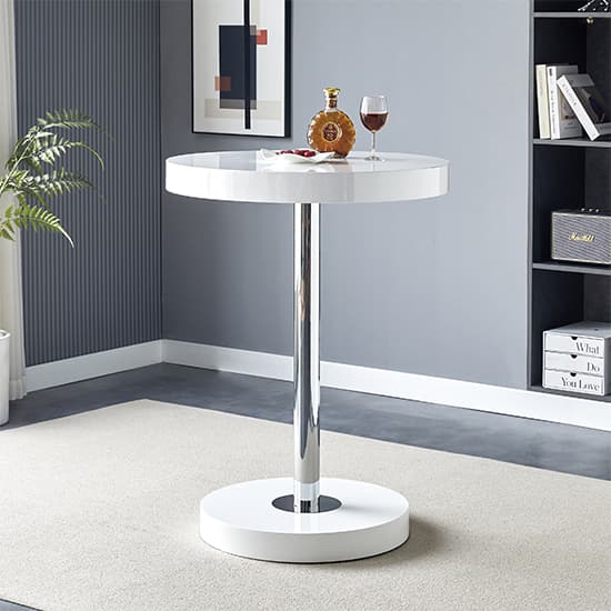 Hixson High Gloss Bar Table Round In White