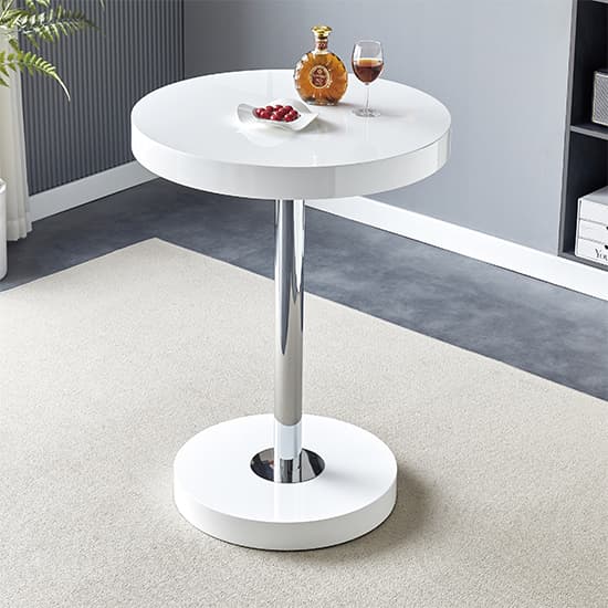Hixson High Gloss Bar Table Round In White