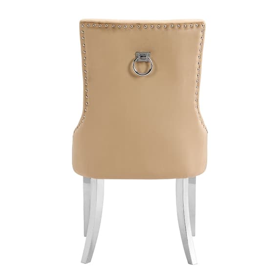 Irvine Champagne Velvet Button Back Dining Chairs In Pair