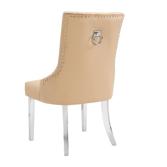 Irvine Champagne Velvet Button Back Dining Chairs In Pair