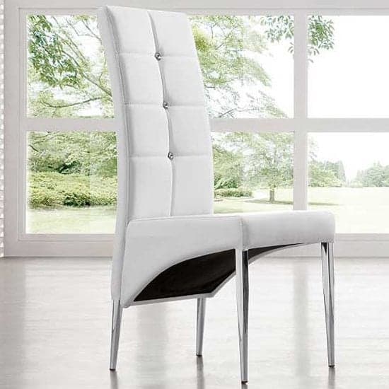 Joliet Large Black Glass Dining Table With 6 Versilia White Chairs