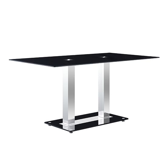 Joliet Large Black Glass Dining Table With Chrome Supports
