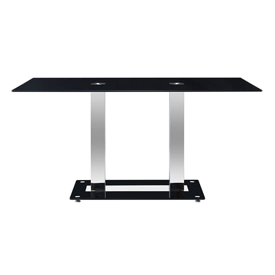 Joliet Large Black Glass Dining Table With Chrome Supports