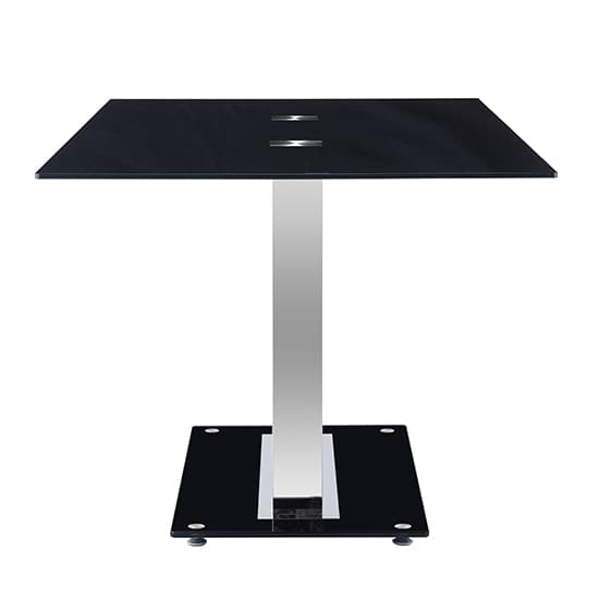 Joliet Large Black Glass Dining Table With Chrome Supports