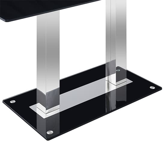 Joliet Large Black Glass Dining Table With Chrome Supports