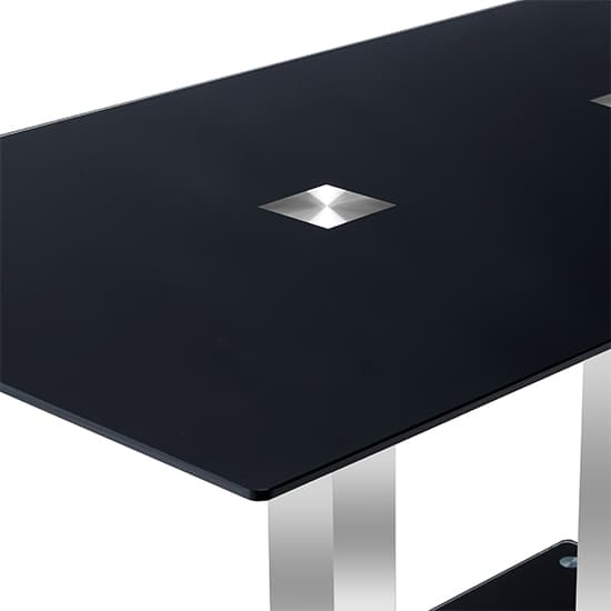 Joliet Large Black Glass Dining Table With Chrome Supports
