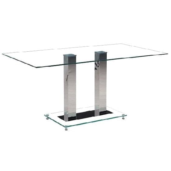 Joliet Large Clear Glass Dining Table With Chrome Supports