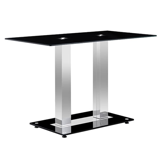 Joliet Small Black Glass Dining Table With Chrome Supports