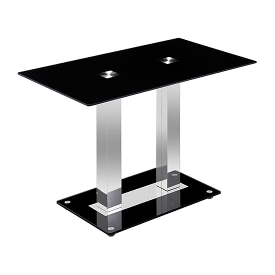 Joliet Small Black Glass Dining Table With Chrome Supports