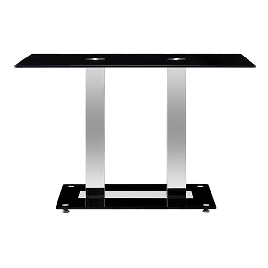 Joliet Small Black Glass Dining Table With Chrome Supports