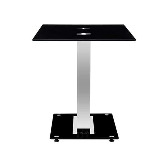 Joliet Small Black Glass Dining Table With Chrome Supports