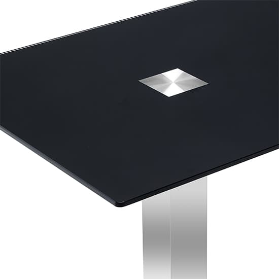 Joliet Small Black Glass Dining Table With Chrome Supports