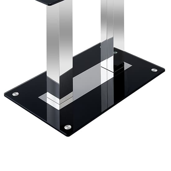 Joliet Small Black Glass Dining Table With Chrome Supports