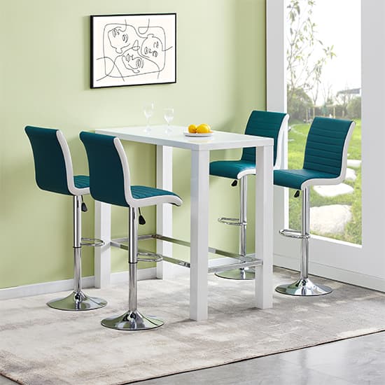 Joplin High Gloss Bar Table Rectangular Glass Top In White