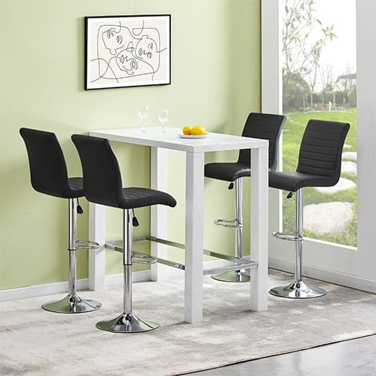 Joplin High Gloss Bar Table Rectangular Glass Top In White