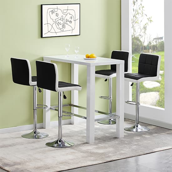 Joplin High Gloss Bar Table Rectangular Glass Top In White