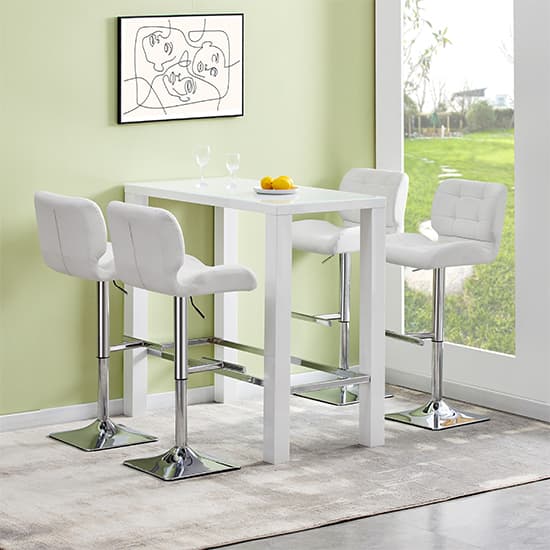 Joplin High Gloss Bar Table Rectangular Glass Top In White
