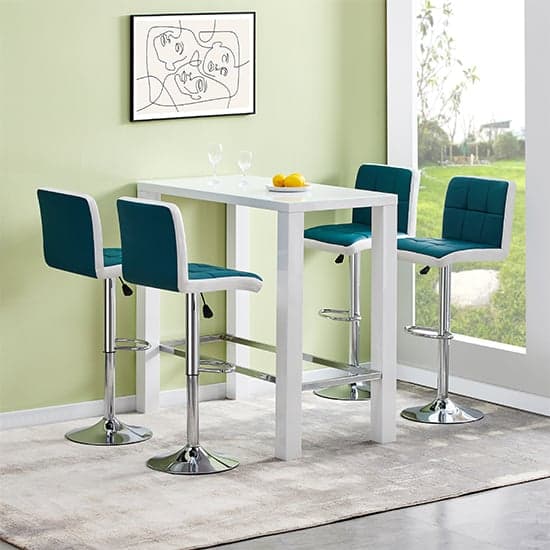 Joplin High Gloss Bar Table Rectangular Glass Top In White