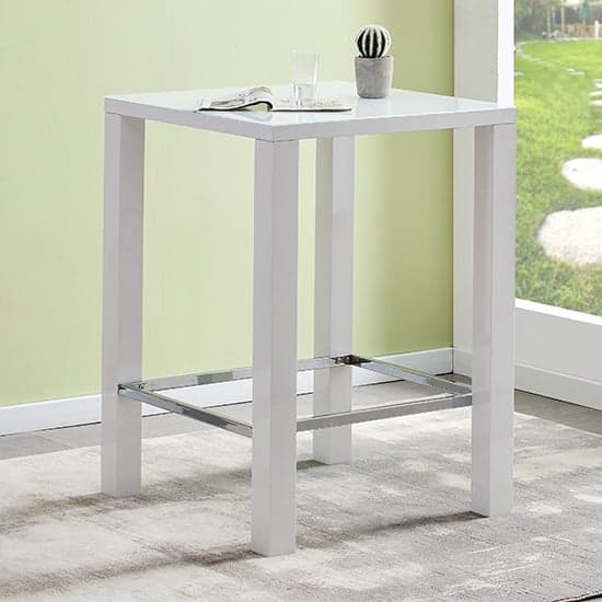 Joplin High Gloss Bar Table Square Glass Top In White