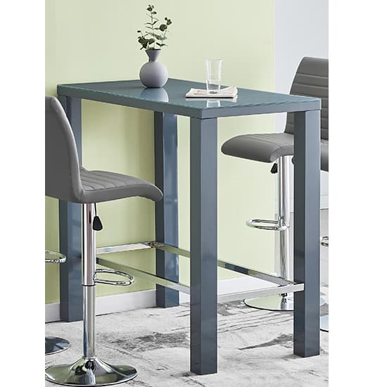 Joplin Rectangular Glass Grey Bar Table 4 Riga Grey White Stools