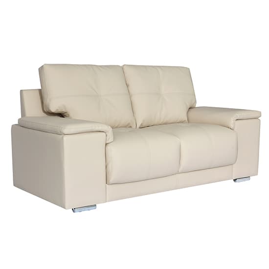 Kansas Faux Leather 2 Seater Sofa In Ivory
