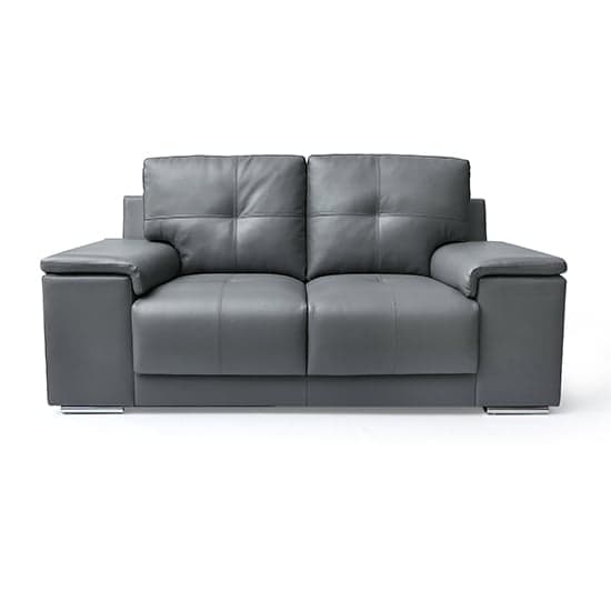 Kansas Faux Leather 3 + 2 Seater Sofa Set In Dark Grey