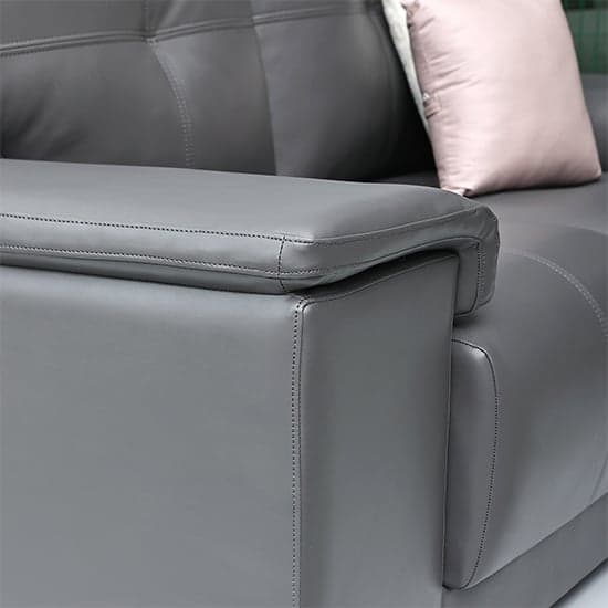 Kansas Faux Leather 3 + 2 Seater Sofa Set In Dark Grey